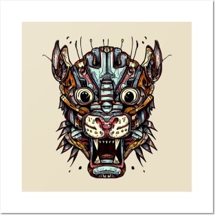 Robot Tiger Head Weirdcore Posters and Art